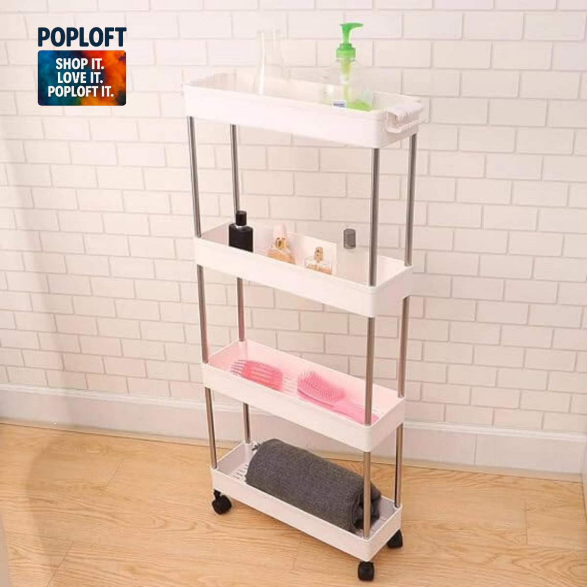 4 Layers Bathroom Kitchen Organizer Rolling Trolley Rack_0