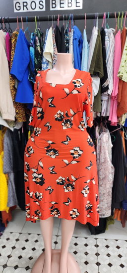 Orange Flowery Officd Dress (46/48)