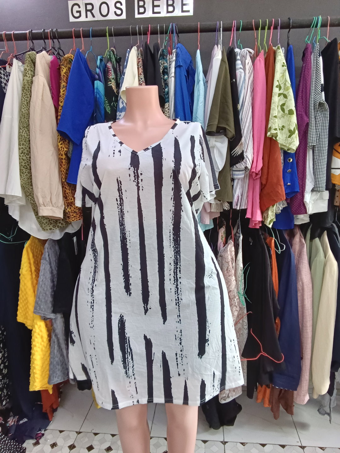 White Gown with Black Stripes. (46/48)