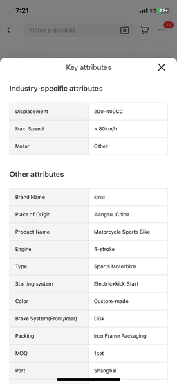 Sport bike (gasoline motorcycle 