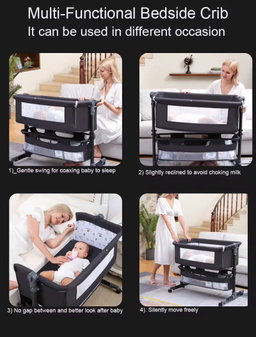 Baby besides crib bed 