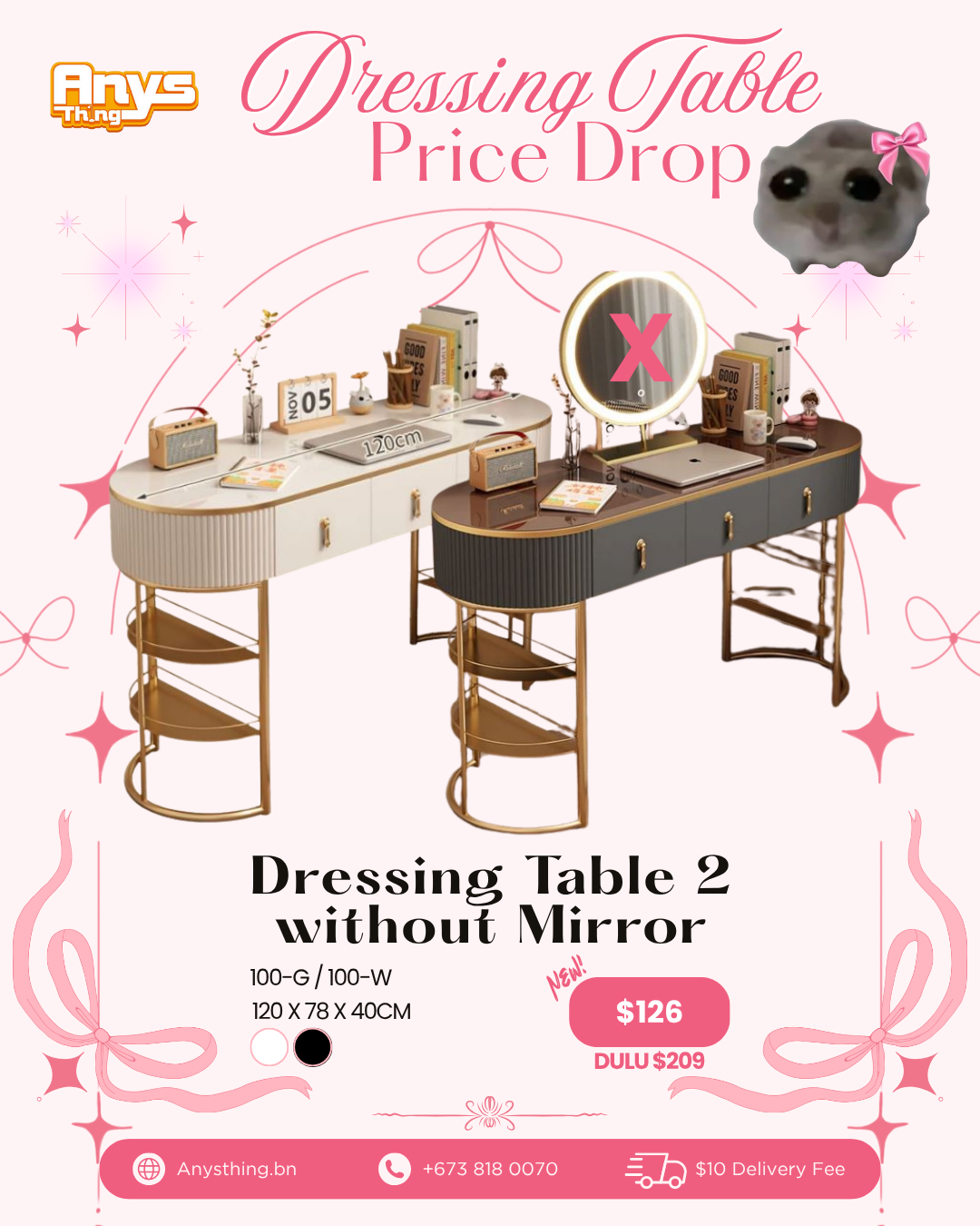 Dressing Table 2 without Mirror (Code: 100)_0