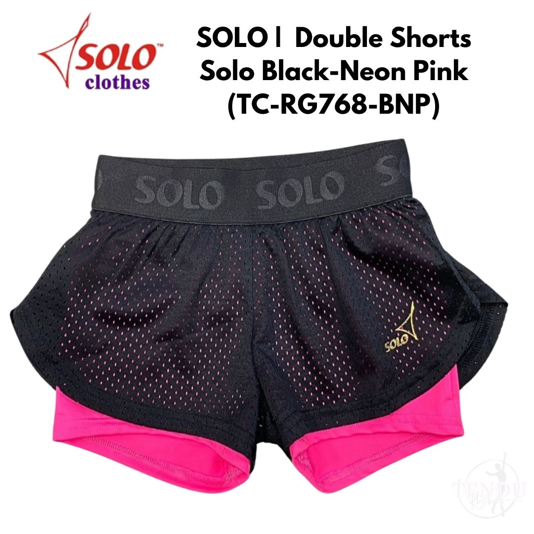 SOLO |  Double Shorts Solo  Black-Neon Pink_3