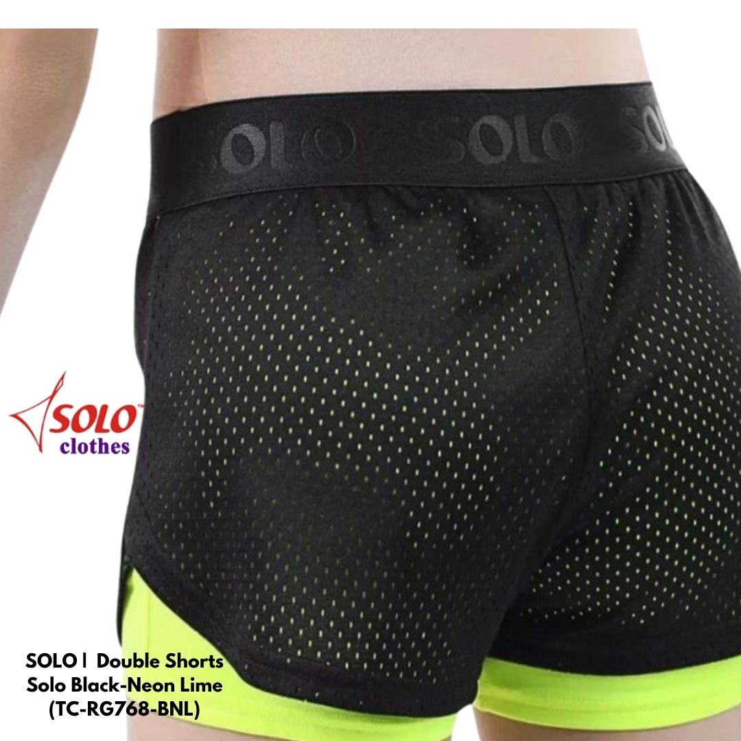 SOLO |  Double Shorts Solo  Black-Lime Neon_2