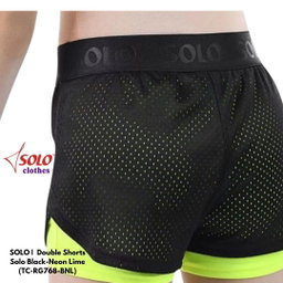 SOLO |  Double Shorts Solo  Black-Lime Neon