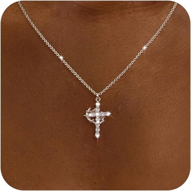 Royal Cross Crown Necklace Stainless Steel_5