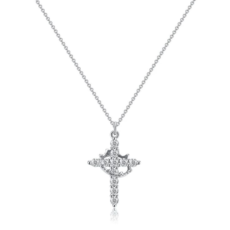 Royal Cross Crown Necklace Stainless Steel_4