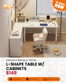 L-Shape Table With Cabinet