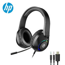 Fones de ouvido gamer com fio HP DHE-8013, som surround de 3,5 mm, LED, com microfone, para PC e notebook