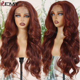 Reddish Brown Hair Lace Front Wigs Synthetic Wigs Body Wave High Quality Glueless Wigs for Black Women
