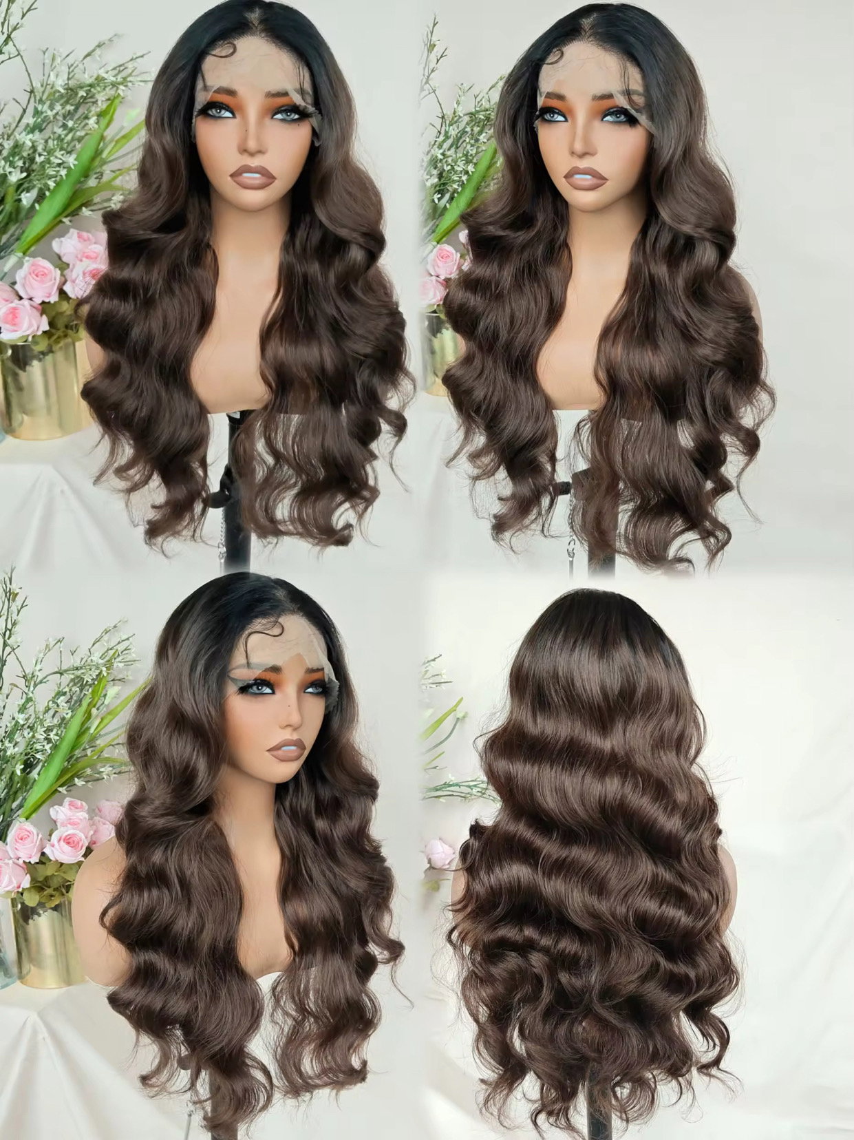 Reddish Brown Hair Lace Front Wigs Synthetic Wigs Body Wave High Quality Glueless Wigs for Black Women_1