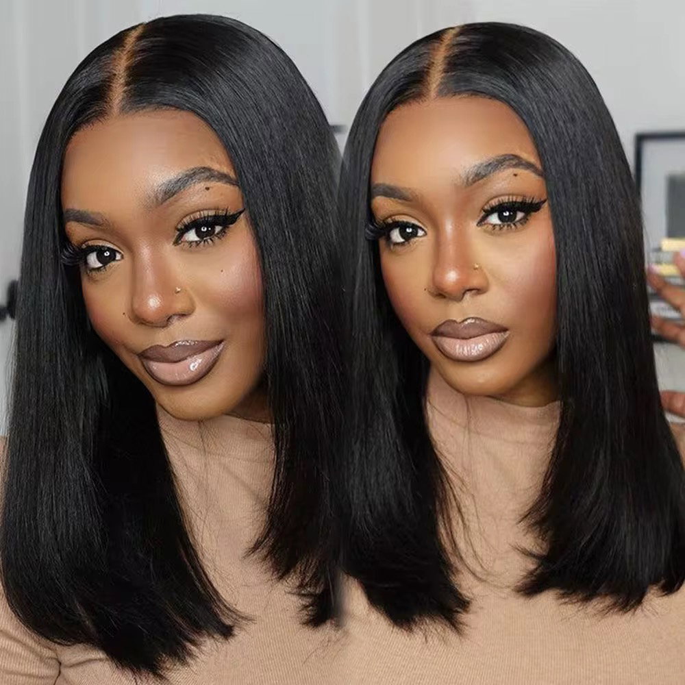 Pre-Plucked Natural Color Brazilian Lace Front Wig Long Straight and Deep Wave Kinky Texture Short Body Wave Human Hair Wig_1