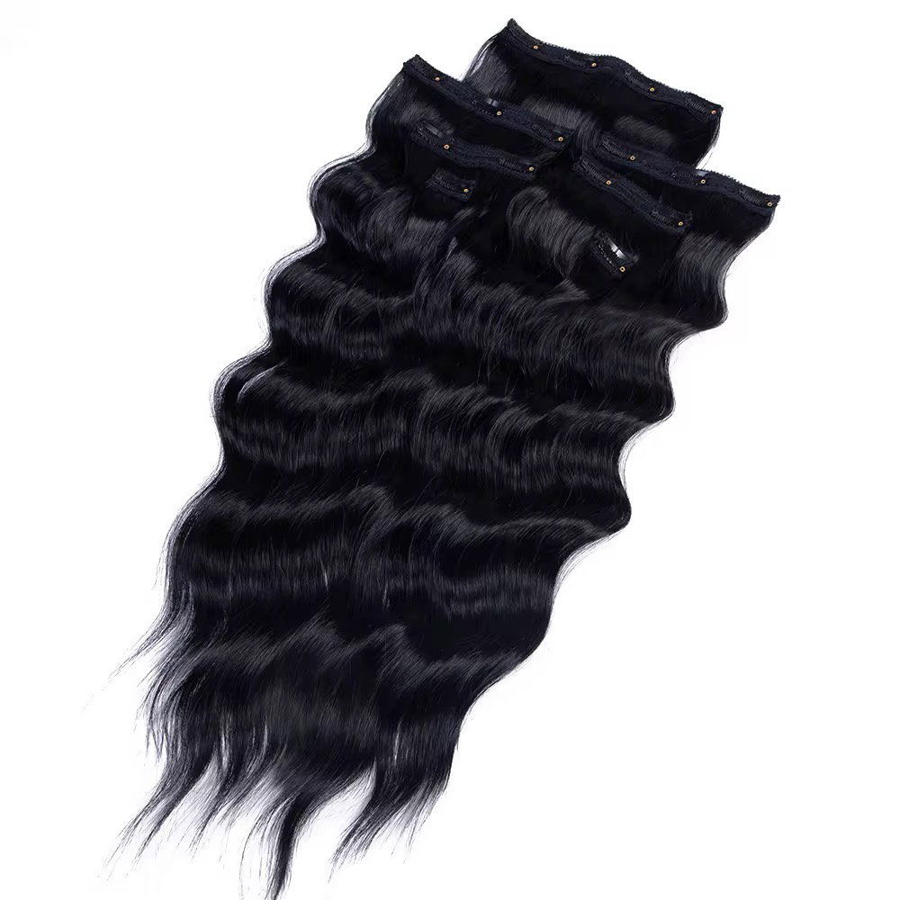 Long Straight Heat Resistant Double Drawn Synthetic Clip in Hairpieces With 7Pcs/Set 160grams Synthetic Hair Extension Clip in_3