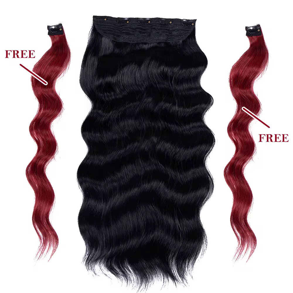 Long Straight Heat Resistant Double Drawn Synthetic Clip in Hairpieces With 7Pcs/Set 160grams Synthetic Hair Extension Clip in_1
