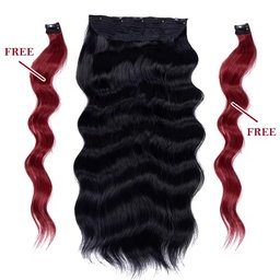 Long Straight Heat Resistant Double Drawn Synthetic Clip in Hairpieces With 7Pcs/Set 160grams Synthetic Hair Extension Clip in