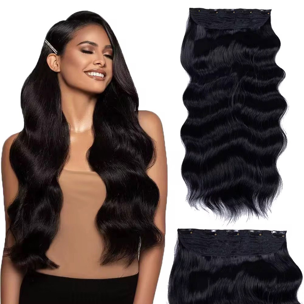 Long Straight Heat Resistant Double Drawn Synthetic Clip in Hairpieces With 7Pcs/Set 160grams Synthetic Hair Extension Clip in_0