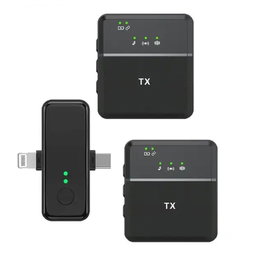Microfone sem fio duplo MOOZMOB de nível profissional com redução de ruído para celulares, câmeras, DSLRs, tablets, laptops, desktops, iPhones e alto-falantes (preto,