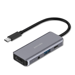 Porodo 4 in 1 USB-C Hub Type-C PD 100W HDMI USB 3.5mm Aux