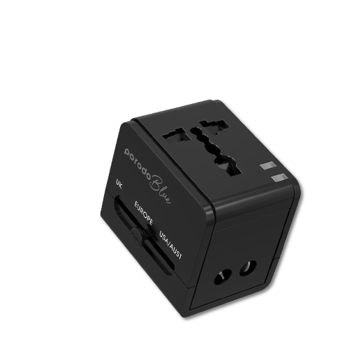 Porodo Blue Dual USB-A Universal Travel Adapter 2.1A