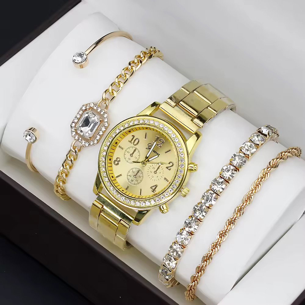 Ladies Bracelet Watches Gift Set Girls Hand Chain Watch 4pcs Bracelet Watch Set Female Wholesale_0
