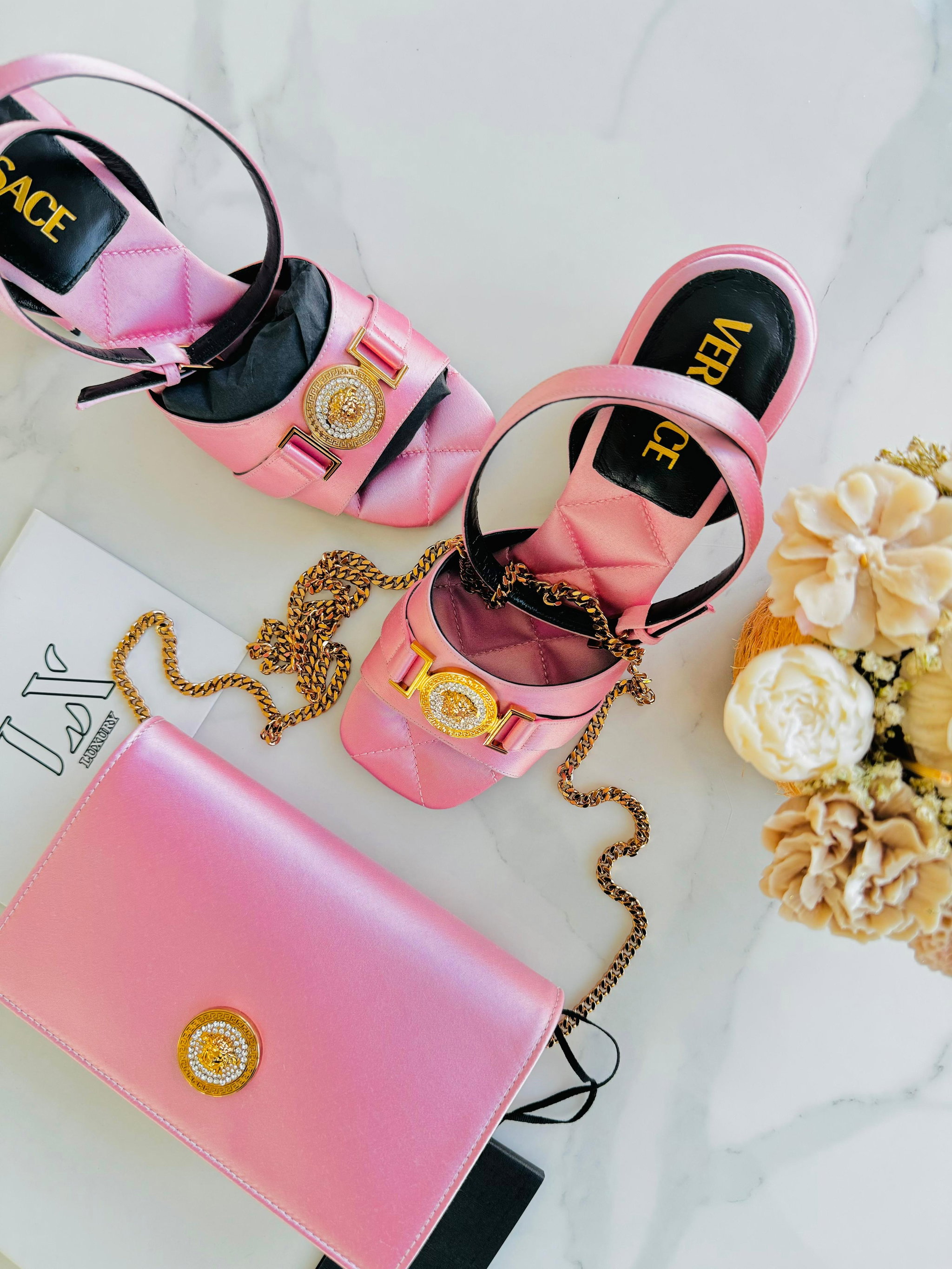 Sandálias Versace pink medusa _2