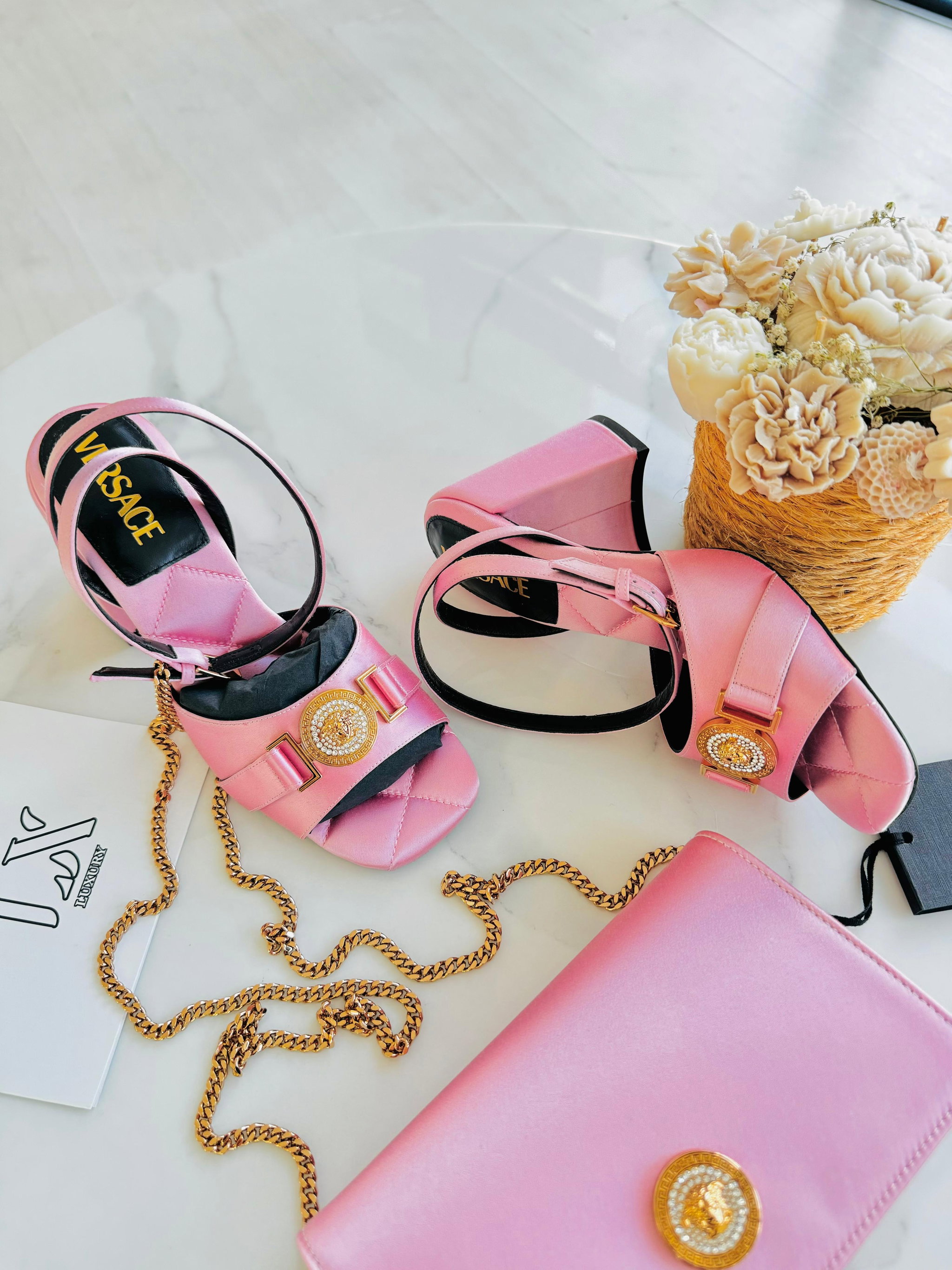 Sandálias Versace pink medusa _1