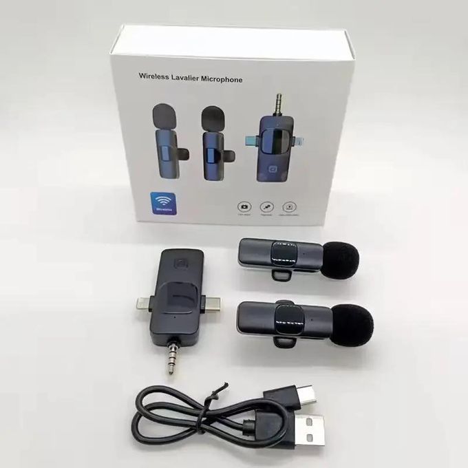 Microfones de lapela sem fio, receptor universal 4 em 1 para Android, iPhone, iPad, laptop e câmera, USB-C, mini microfone sem fio para gravação de vídeo, vlog, YouTube, TikTok_0