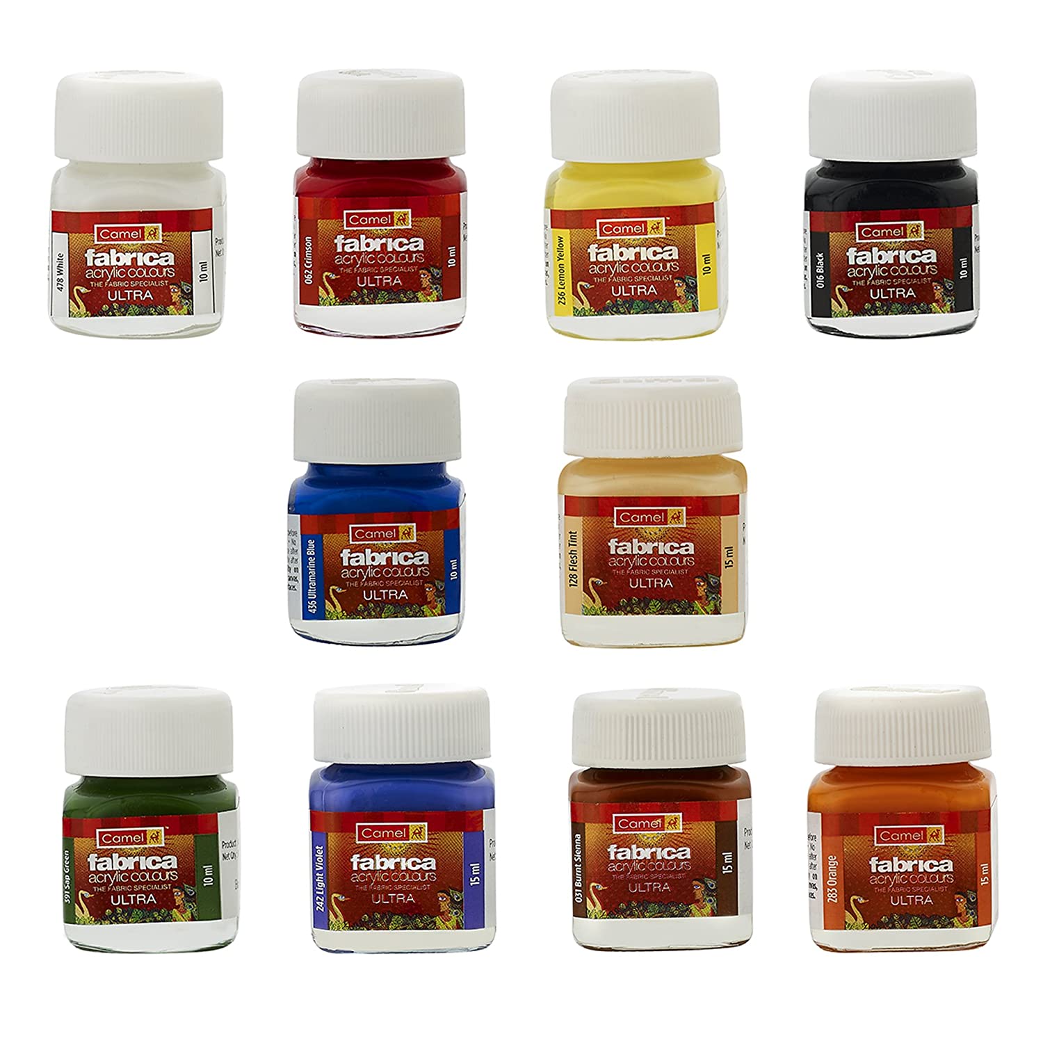 Camel Fabrica Acrylic Fabric Color Paint Set, 15ml, 10 Shades (Copy)_1