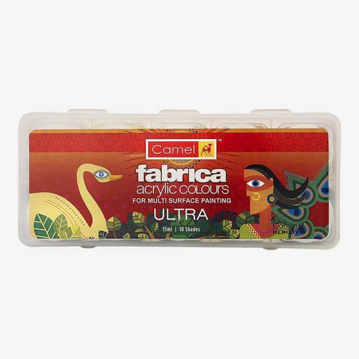 Camel Fabrica Acrylic Fabric Color Paint Set, 15ml, 10 Shades