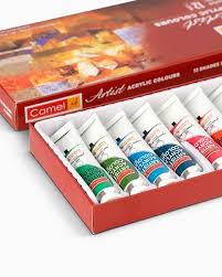 Camel Artist Acrylic Color Paint Set of 9 ML Tube in 12 Shades (Set of 12, Multicolor) - Color Set