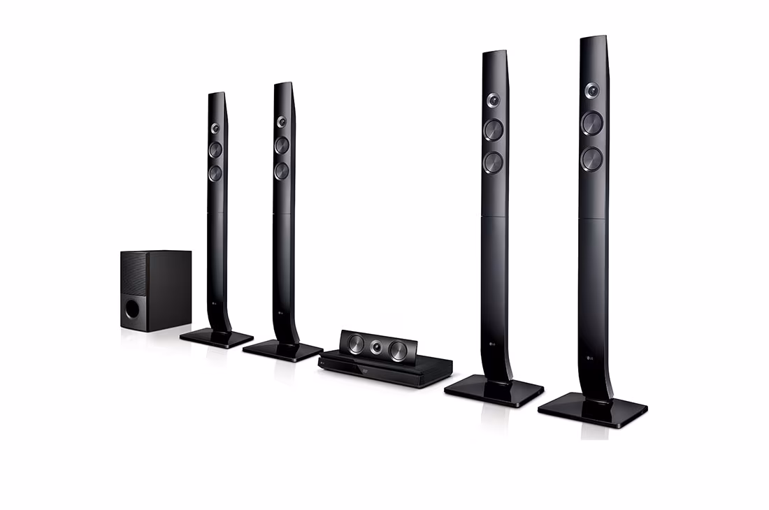 LG Home theater LHD71C, 5.1ch Surround system (4 Tallboy), 1,000W, Bluetooth, FM radio, Bass Subwoofer, DVD HTS