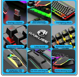 Conjunto de teclado e mouse gamer sem fio 2.4G recarregável RGB com retroiluminação para jogos