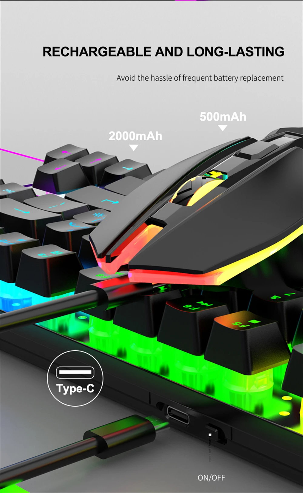 Conjunto de teclado e mouse gamer sem fio 2.4G recarregável RGB com retroiluminação para jogos_2