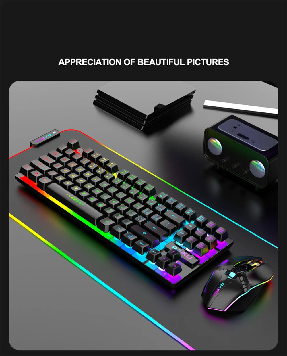 Conjunto de teclado e mouse gamer sem fio 2.4G recarregável RGB com retroiluminação para jogos_1