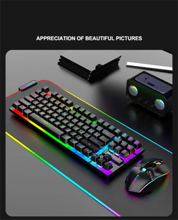 Conjunto de teclado e mouse gamer sem fio 2.4G recarregável RGB com retroiluminação para jogos