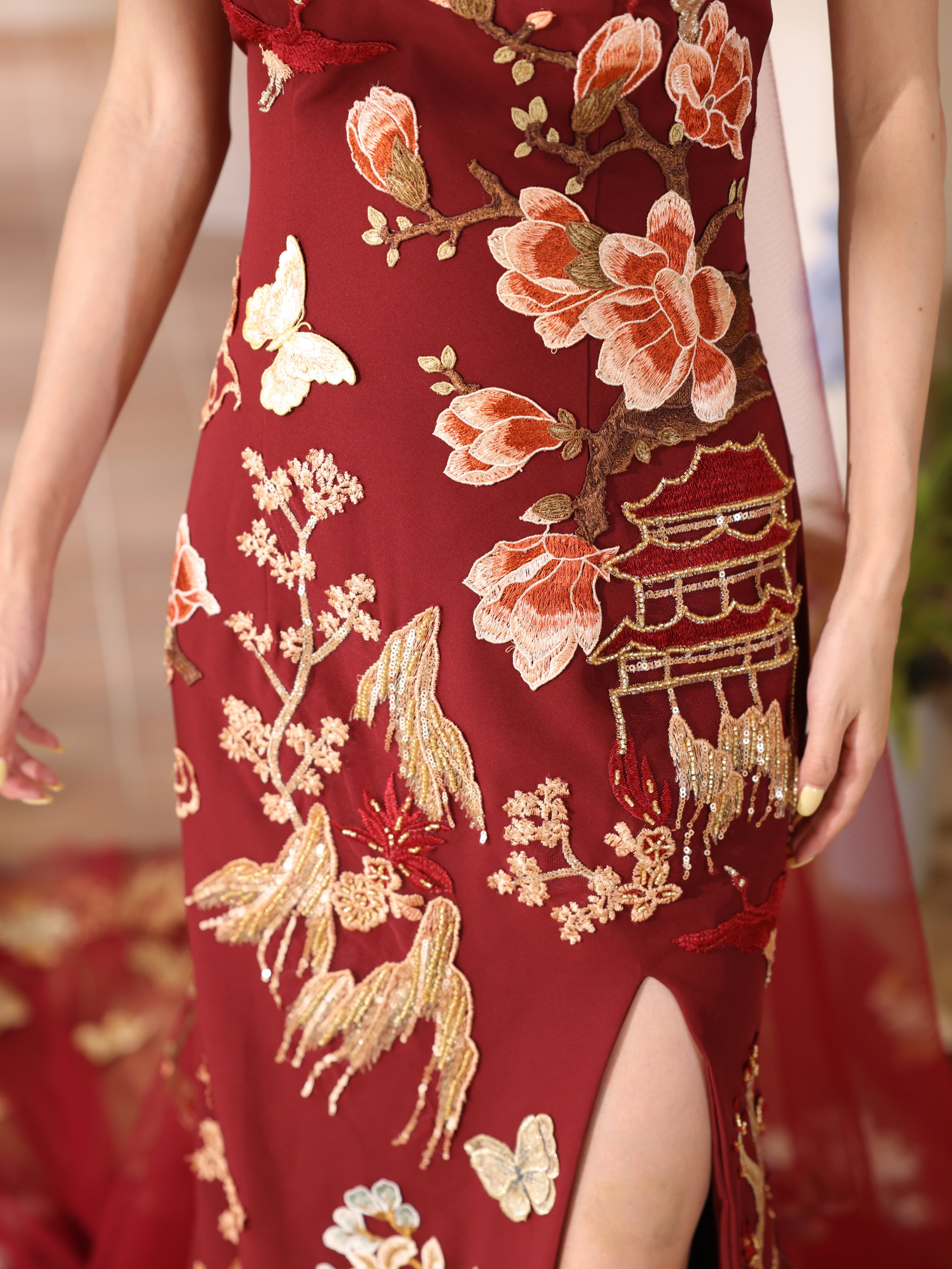 Folklore Cheongsam in Burgundy _9