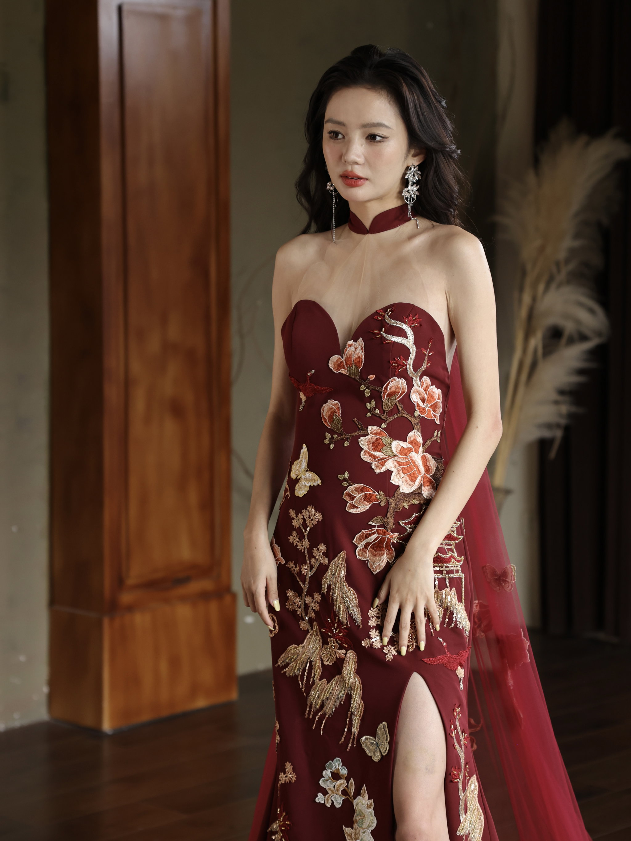 Folklore Cheongsam in Burgundy _11