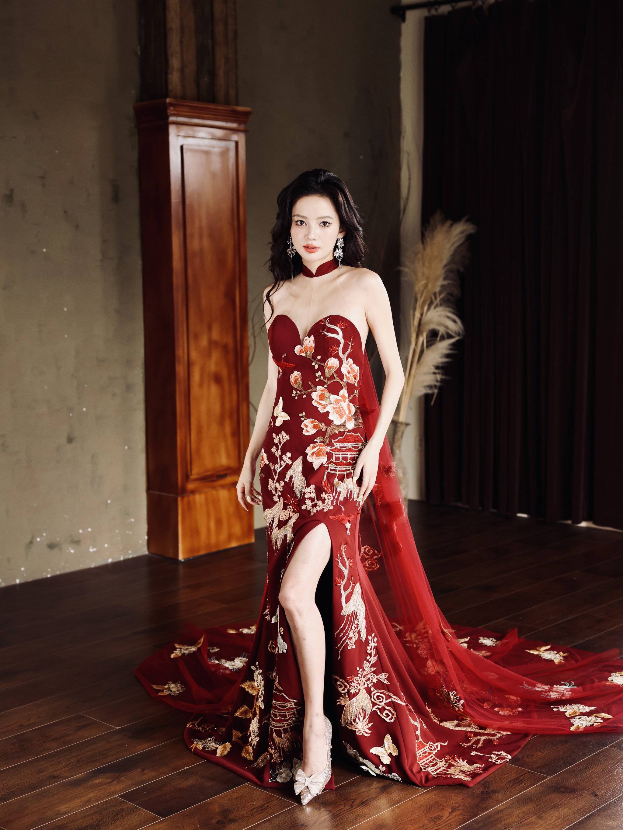 Folklore Cheongsam in Burgundy _0