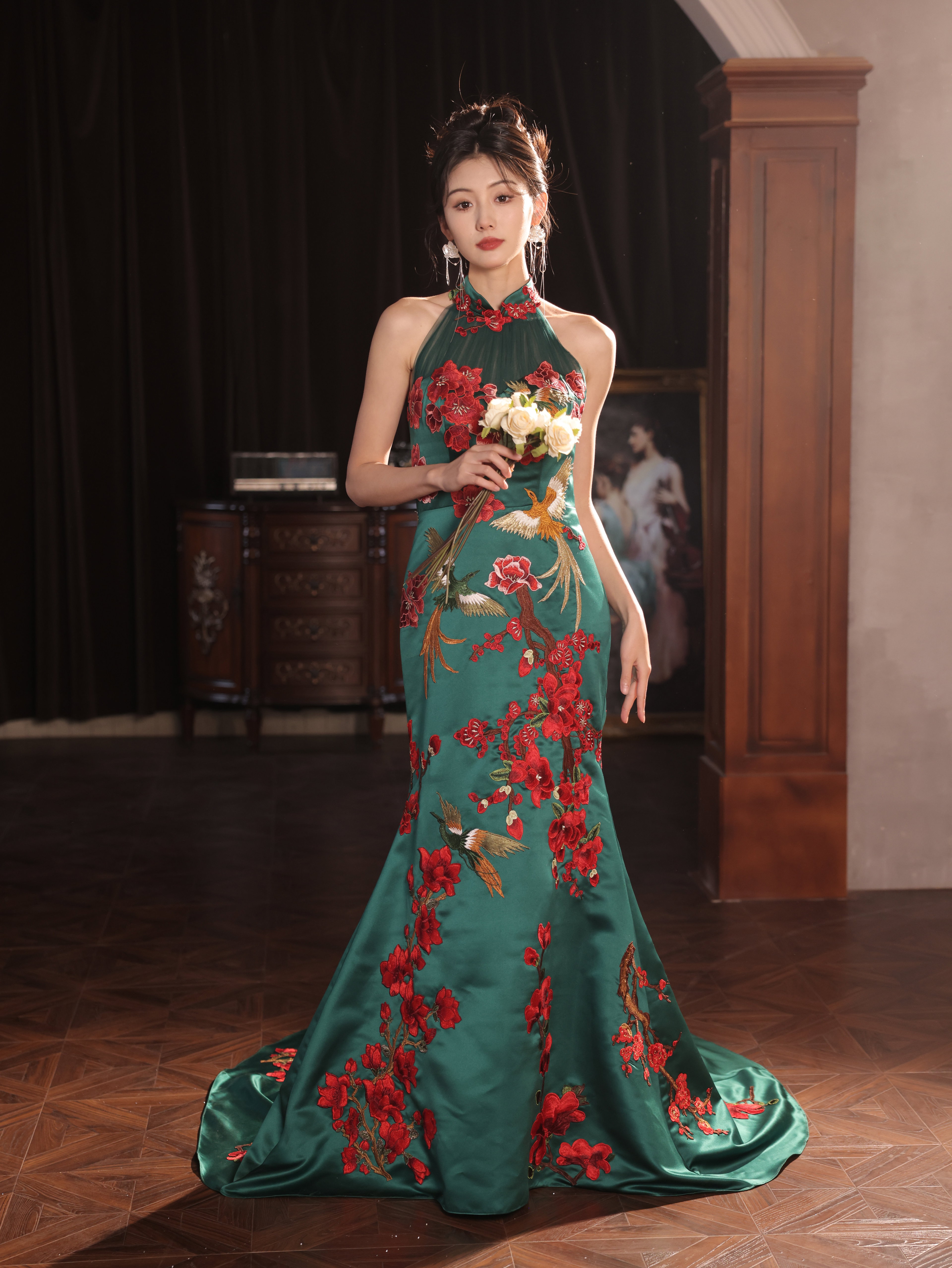 Folklore Cheongsam in Emerald _10