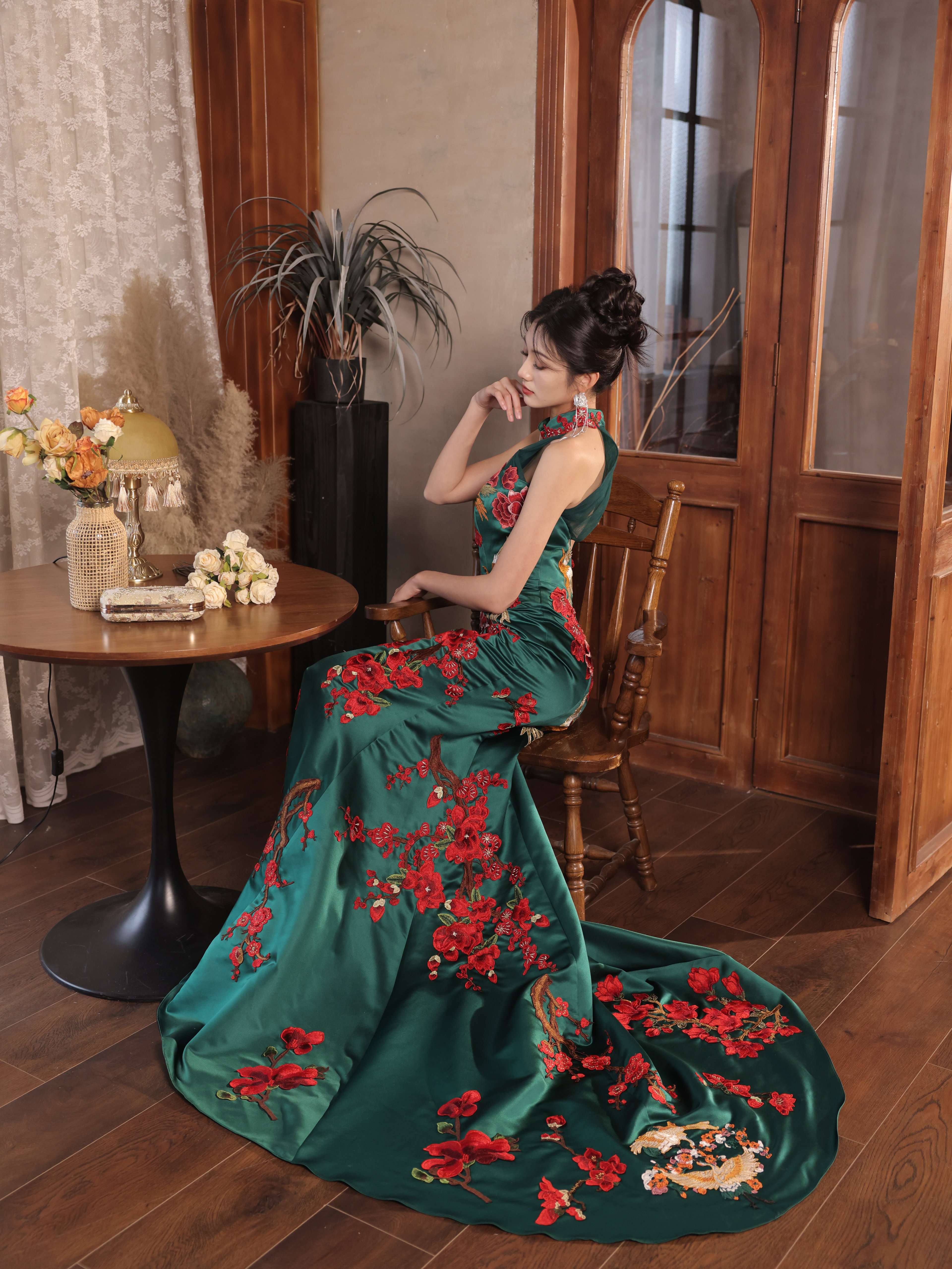 Folklore Cheongsam in Emerald _7