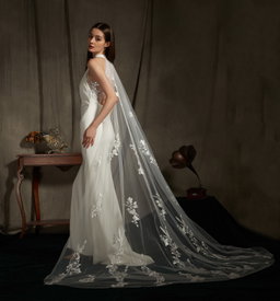 Florida Halter Satin Wedding Dress with Cape 