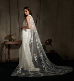 Florida Halter Satin Wedding Dress with Cape 