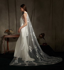 Florida Halter Satin Wedding Dress with Cape 