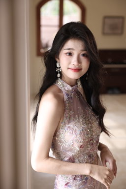 Lilac and Blush Floral Embroidery Cheongsam 