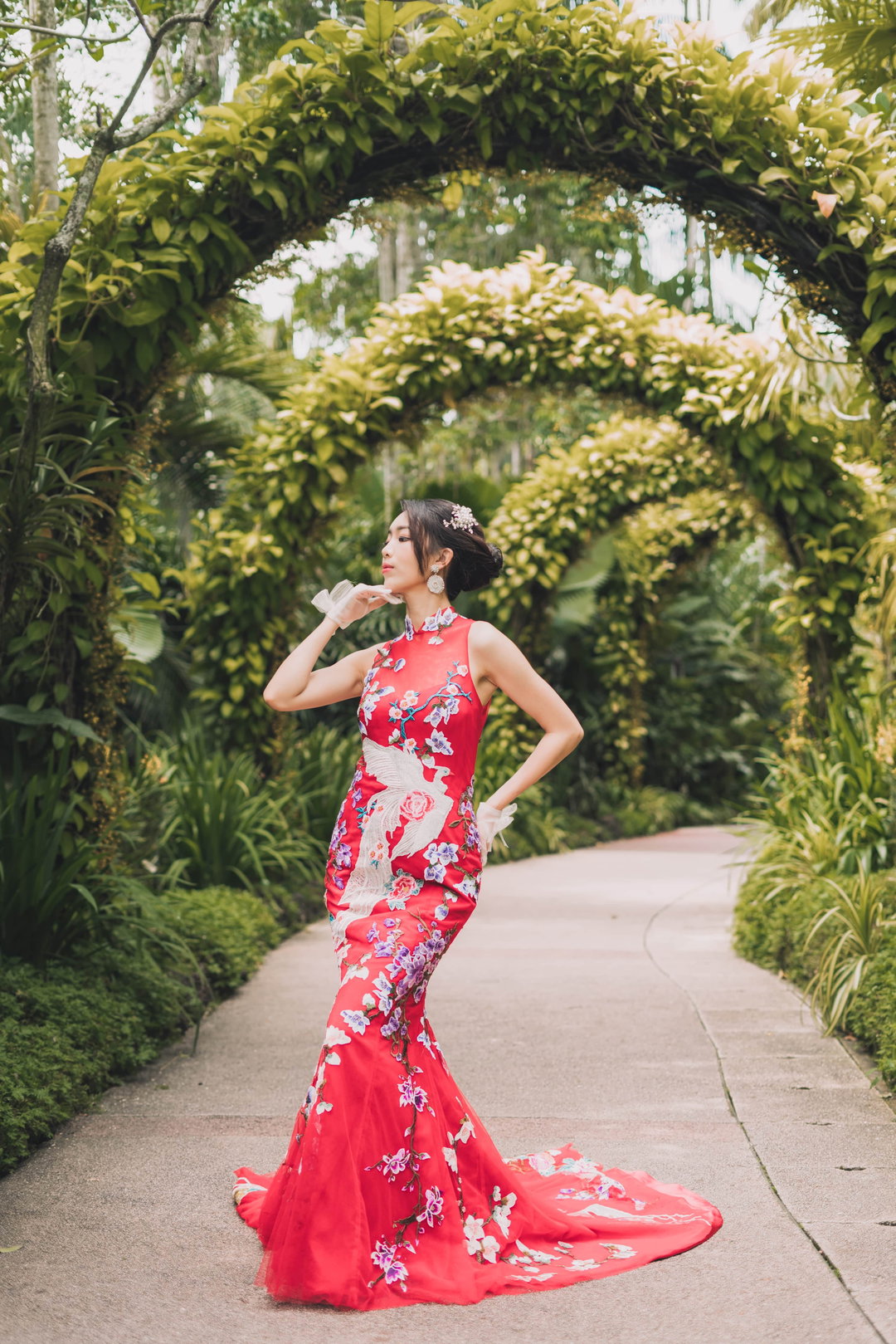 Folklore Cheongsam in Red with Phoenix
