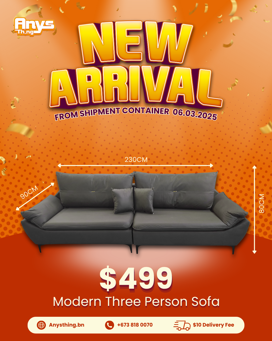 Modern Three Person Sofa