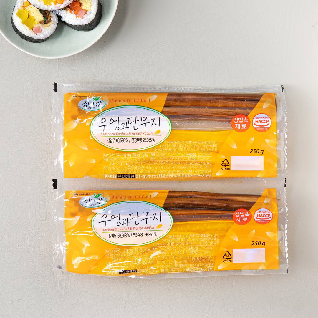 우엉 단무지 세트  Pickled Radish and Seasoned Burdock for Gimbap 250g