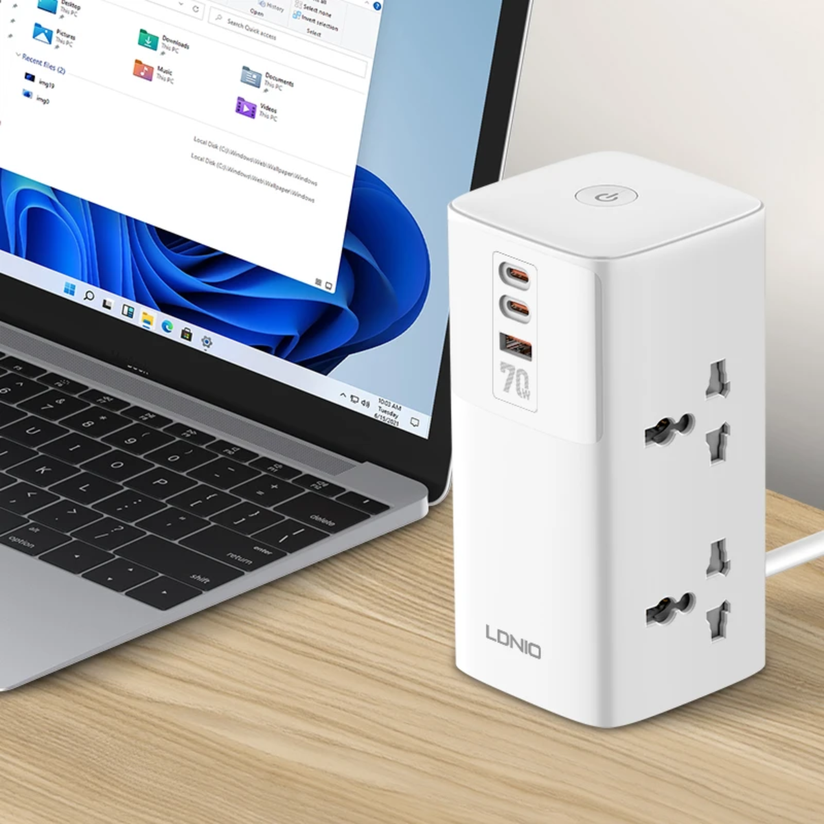 LDNIO USB Port Surge Protection Extension Cord 2500W + Charge 70W_0