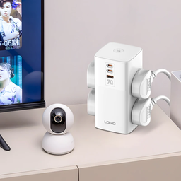 LDNIO USB Port Surge Protection Extension Cord 2500W + Charge 70W