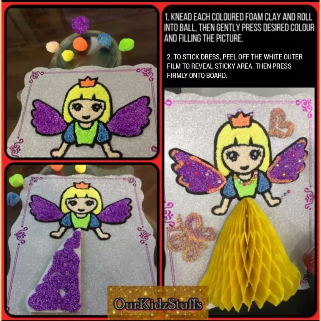 Beady Foam Clay Glittery Princess Display Boards Party Kit_4